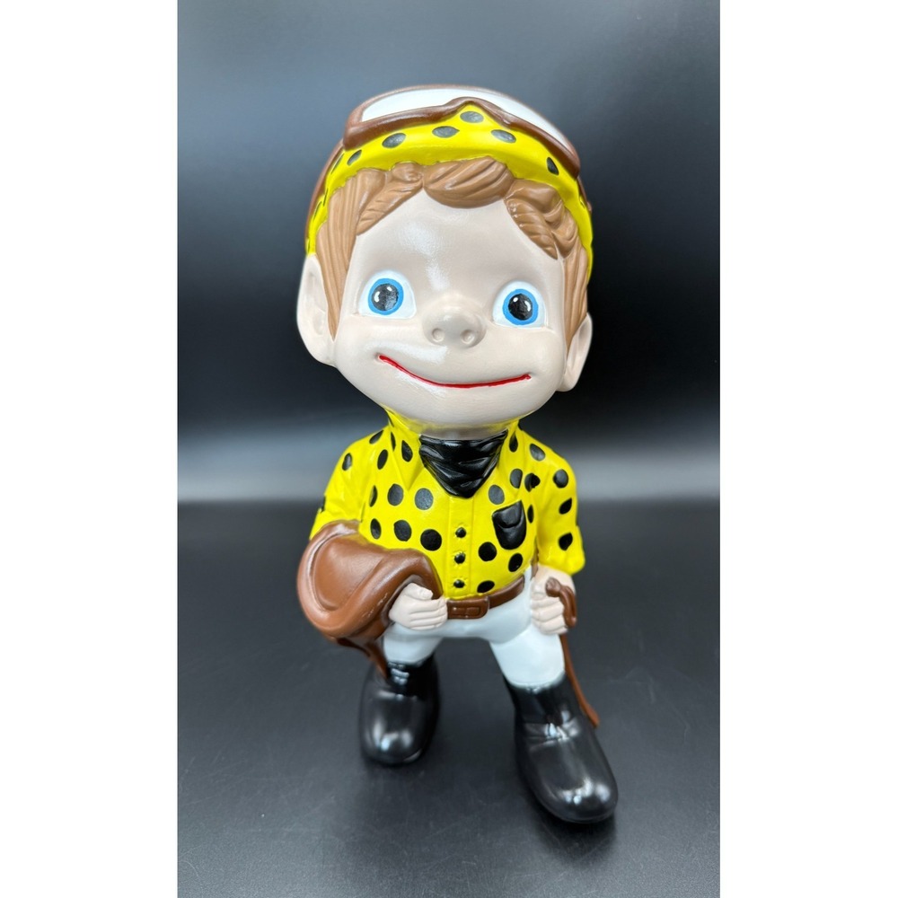 Vintage 1972 Austin Productions Jockey Figurine Chalkware Horse Racing Decor